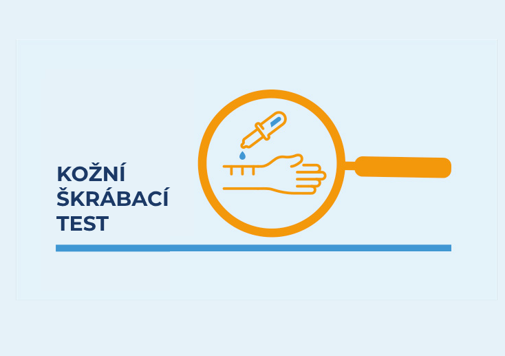 Ikona lupy se znázorněním kožního škrábacího testu